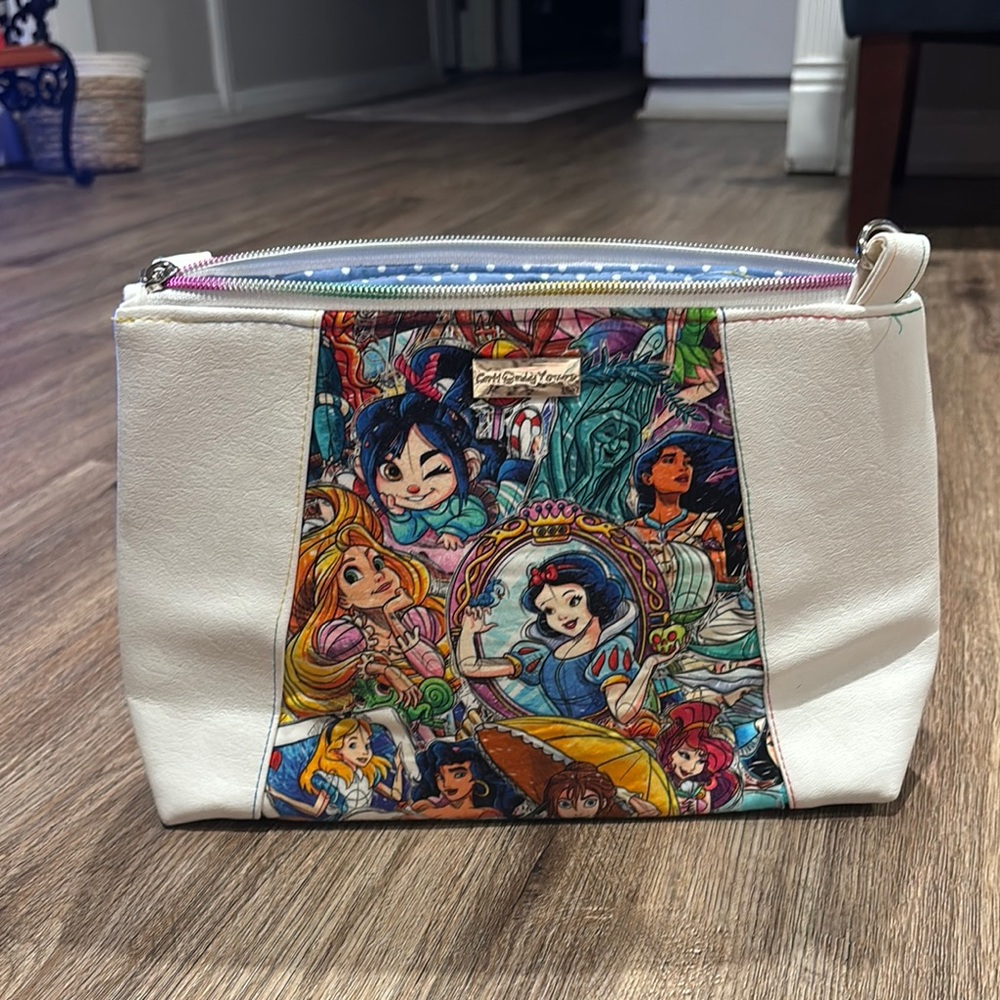 Disney White and Blue Cosmetic Bag with Princess Design